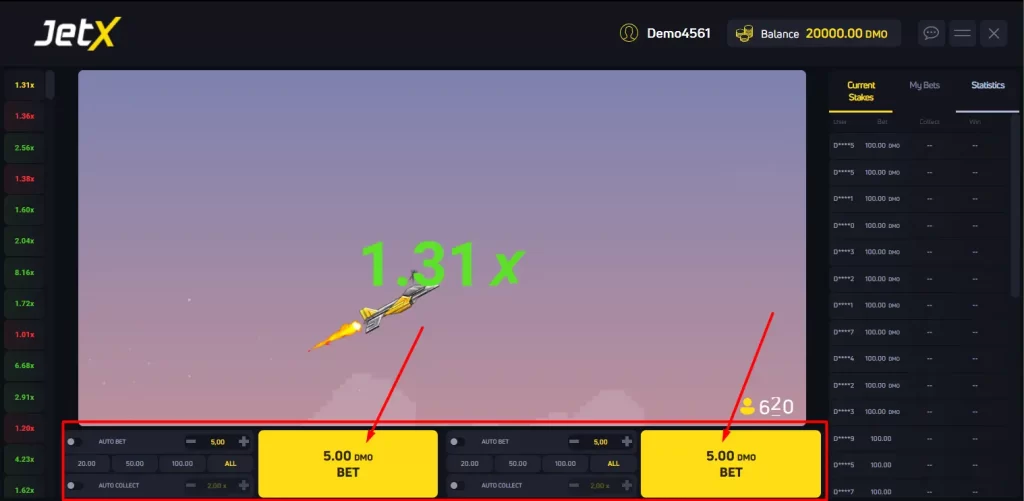 Две ставки в JetX